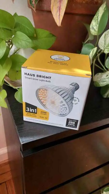 Haus Bright Smart Grow Light bulb in a box on the table